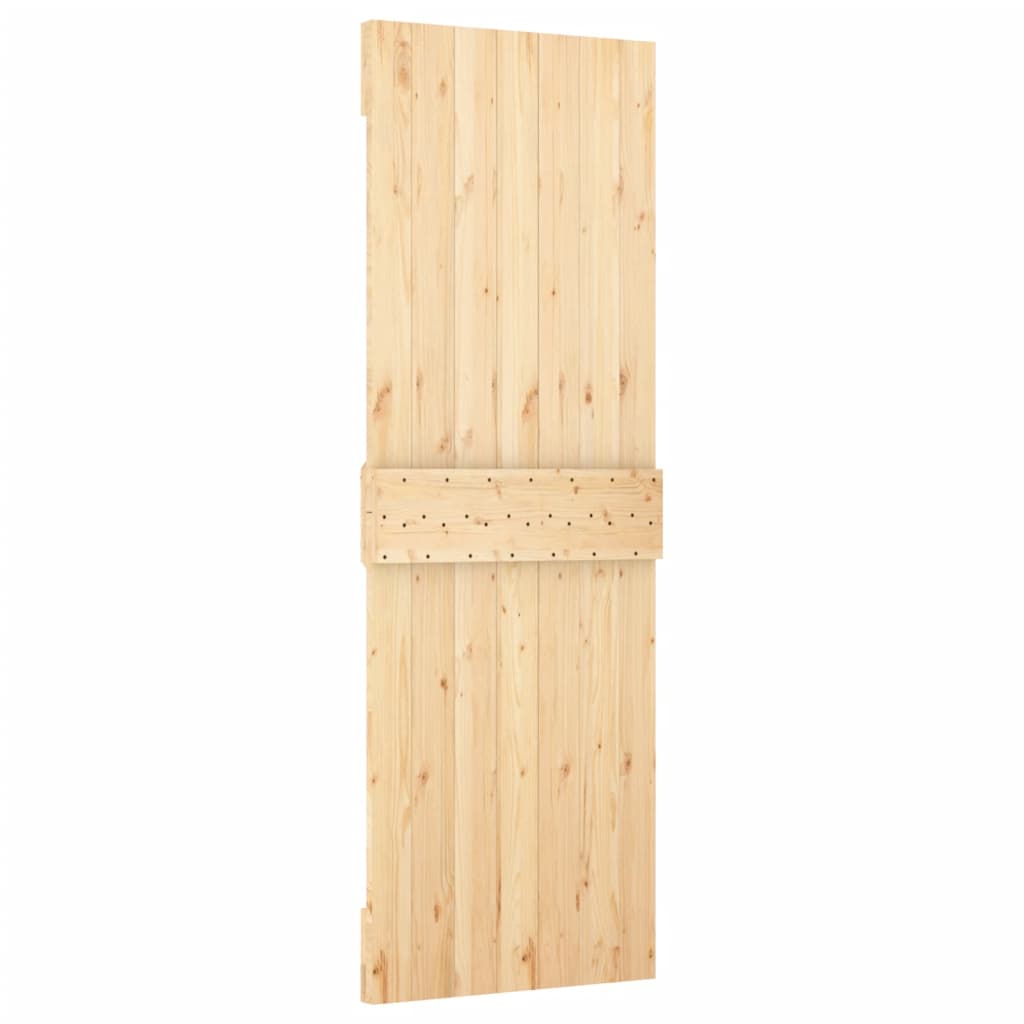 Sliding Door With Hardware Set 80X210 Cm Solid Wood Pine