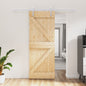 Sliding Door With Hardware Set 80X210 Cm Solid Wood Pine