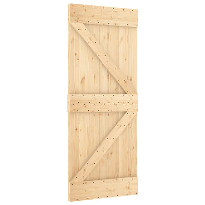 Sliding Door With Hardware Set 90X210 Cm Solid Wood Pine