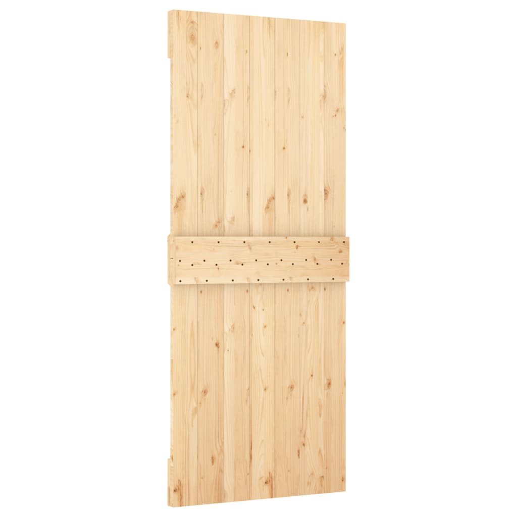 Sliding Door With Hardware Set 90X210 Cm Solid Wood Pine