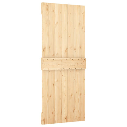Sliding Door With Hardware Set 90X210 Cm Solid Wood Pine