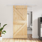 Sliding Door With Hardware Set 90X210 Cm Solid Wood Pine