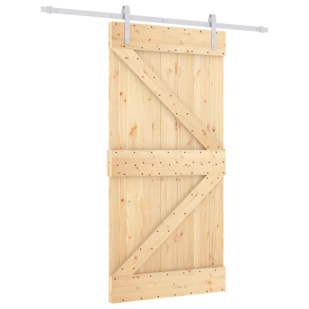 Sliding Door With Hardware Set 100X210 Cm Solid Wood Pine