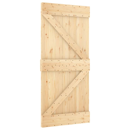 Sliding Door With Hardware Set 100X210 Cm Solid Wood Pine