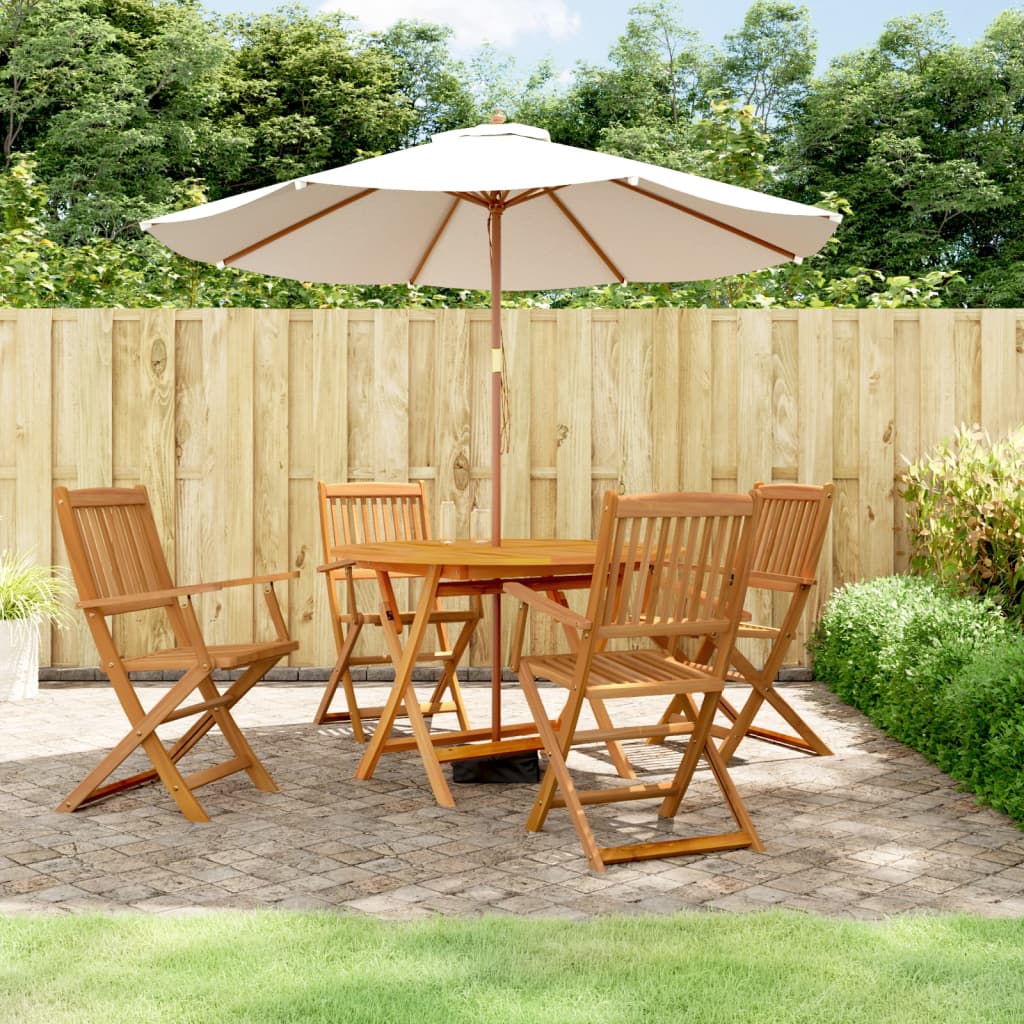5 Piece Folding Garden Dining Set Solid Wood Acacia