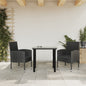5 Piece Garden Dining Set Black Poly Rattan And Steel