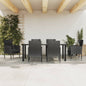 5 Piece Garden Dining Set Black Poly Rattan And Steel