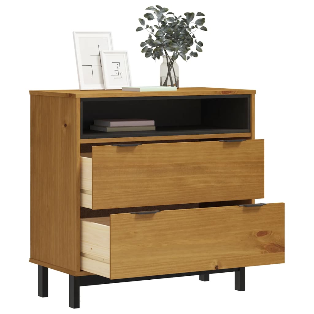 Drawer Cabinet Flam 80X40X80 Cm Solid Wood Pine