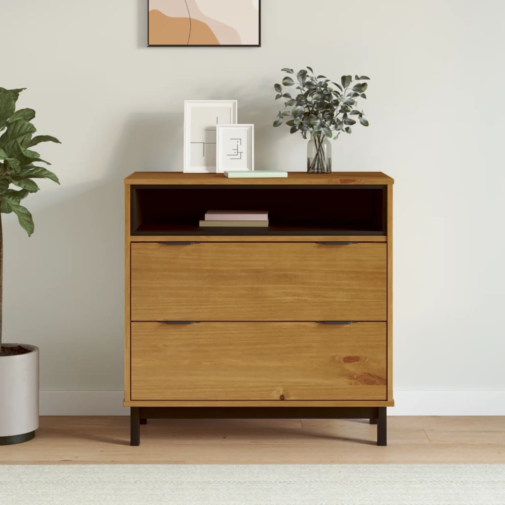 Drawer Cabinet Flam 80X40X80 Cm Solid Wood Pine