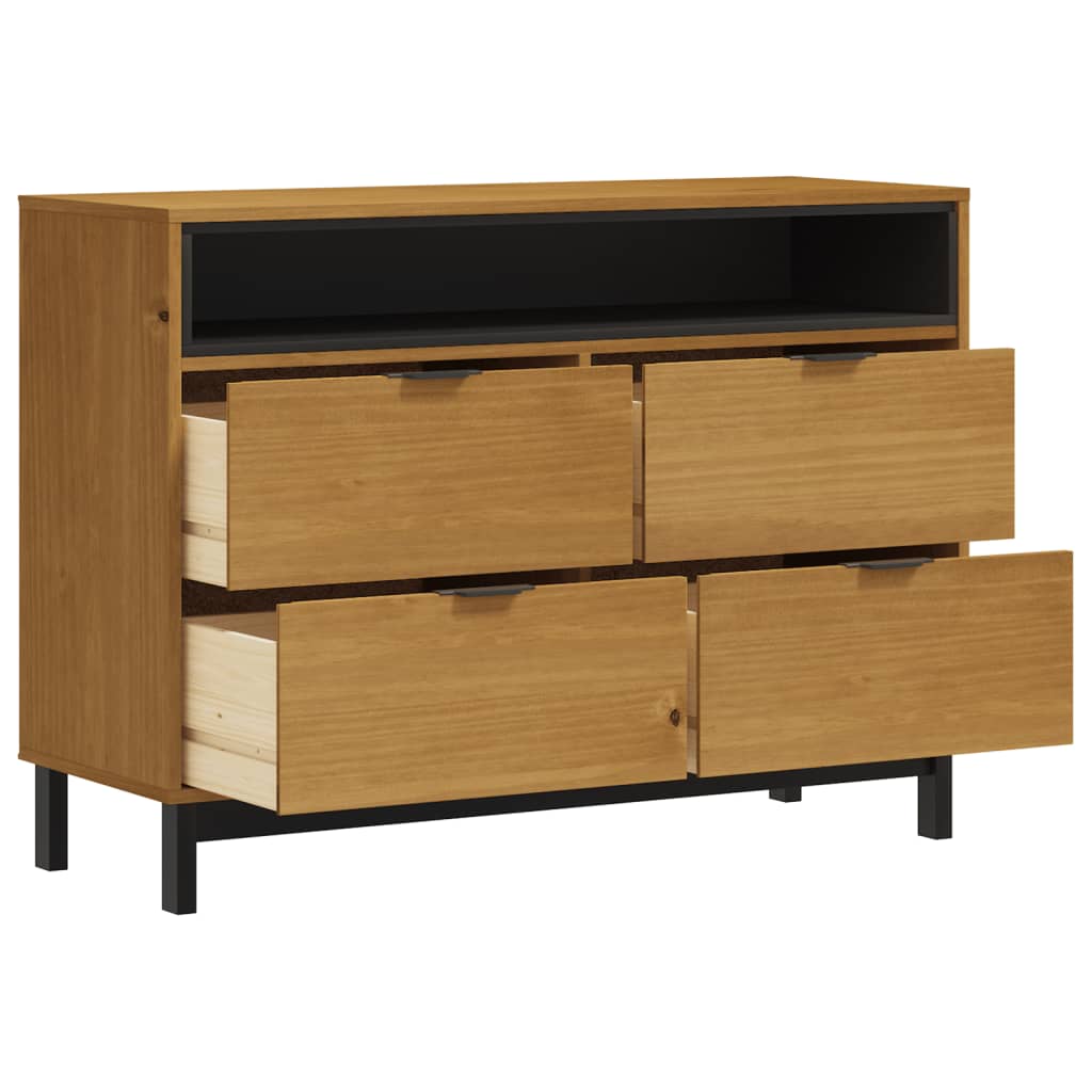 Drawer Cabinet Flam 110X40X80 Cm Solid Wood Pine