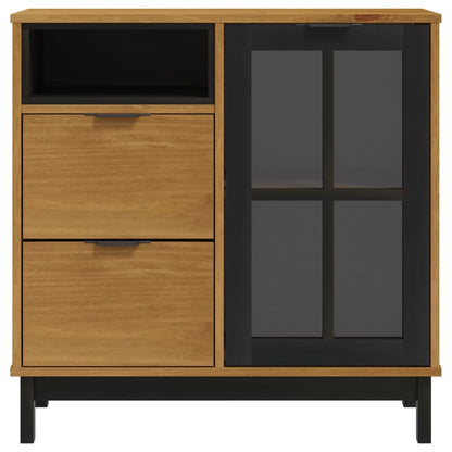 Sideboard With Glass Door Flam 80X40X80 Cm Solid Wood Pine