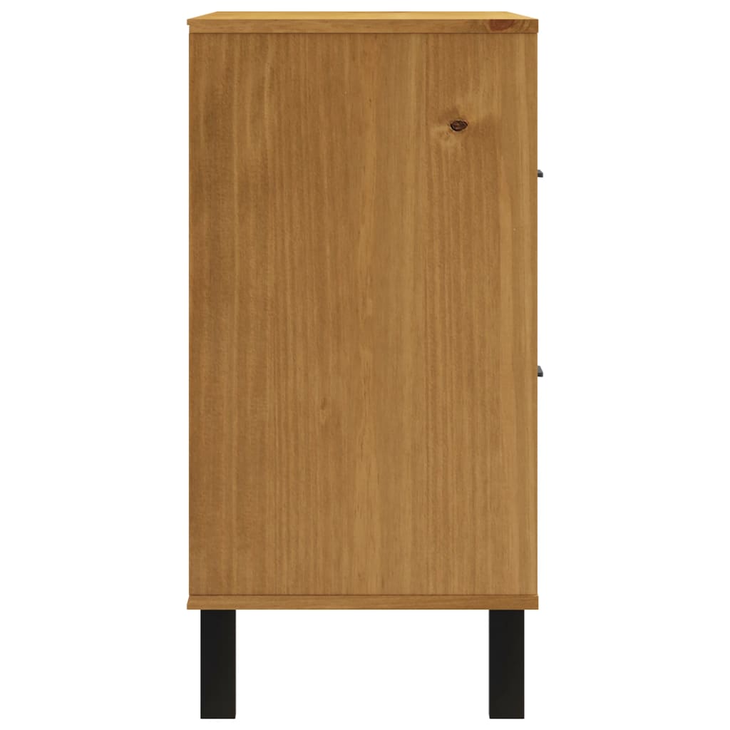 Sideboard With Glass Door Flam 80X40X80 Cm Solid Wood Pine