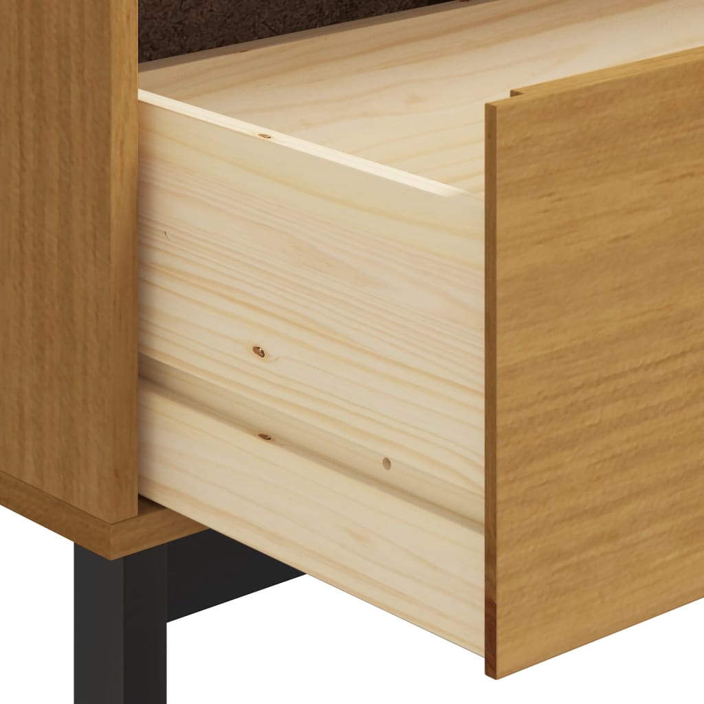 Sideboard With Glass Door Flam 80X40X80 Cm Solid Wood Pine