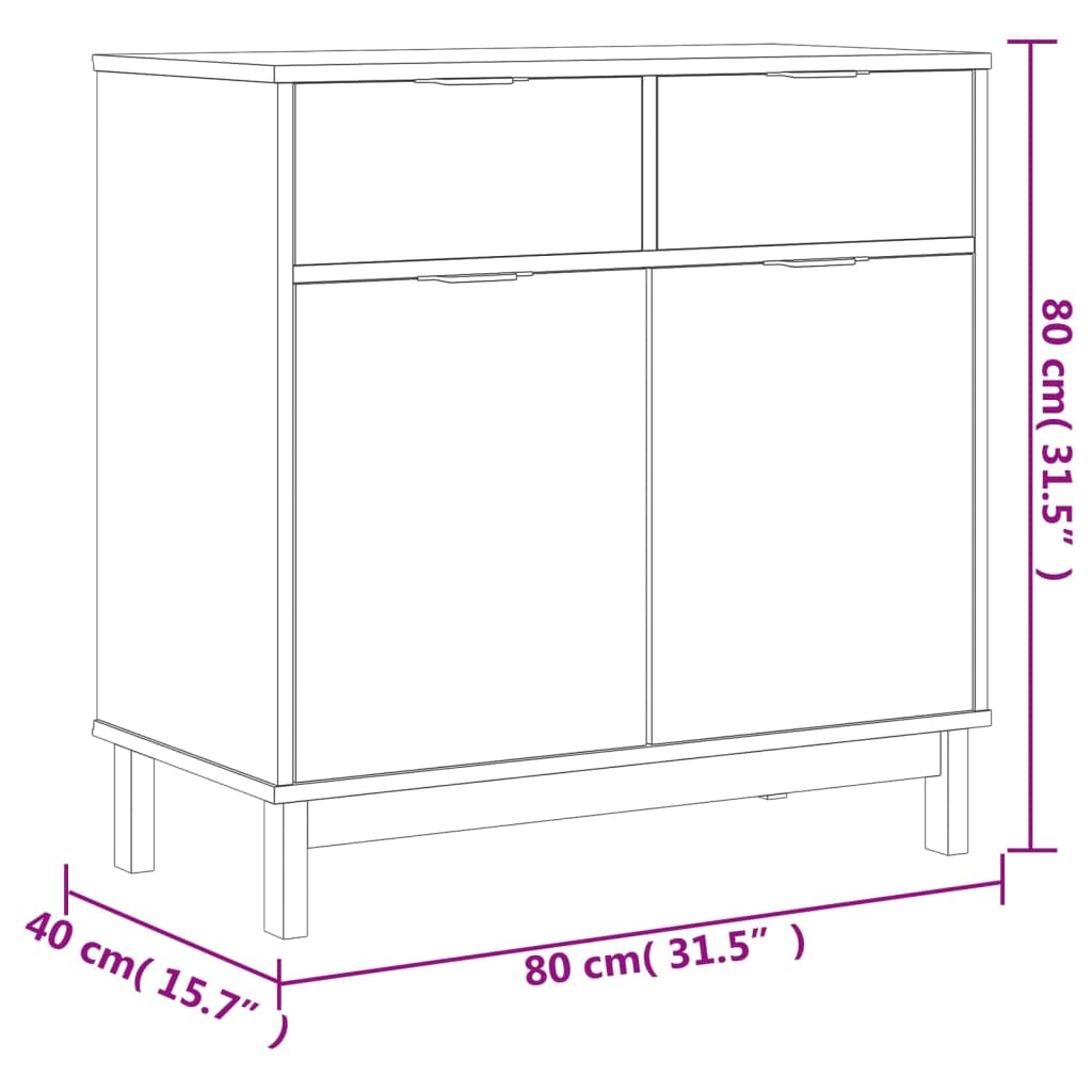 Sideboard Flam 80X40X80 Cm Solid Wood Pine