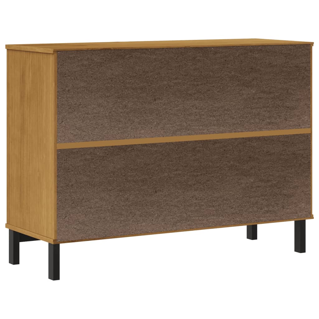 Sideboard With Glass Door Flam 110X40X80 Cm Solid Wood Pine