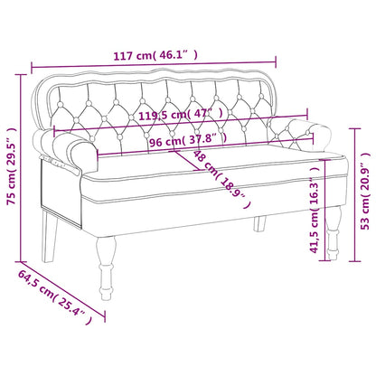 Bench With Backrest 119.5X64.5X75 Cm Velvet