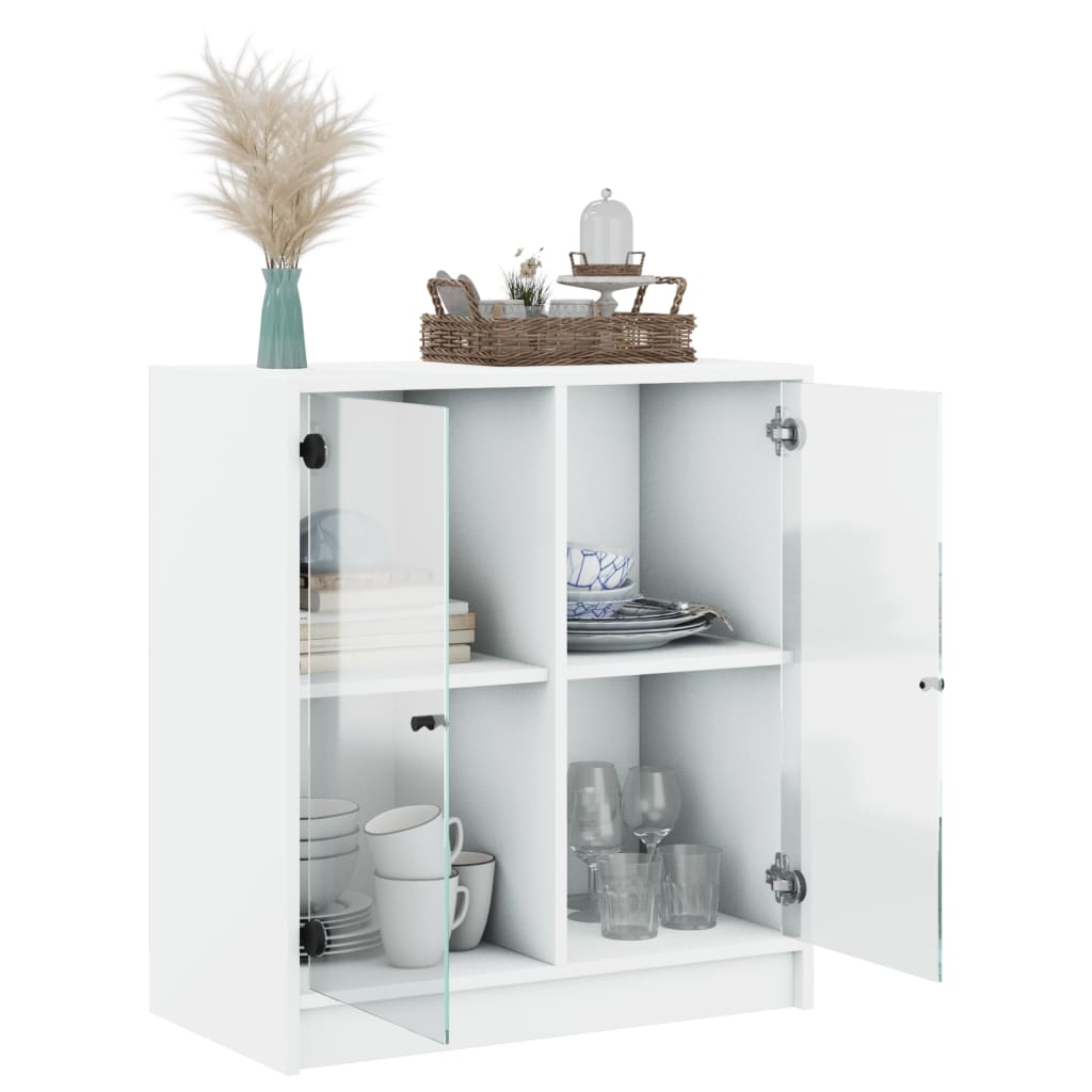 Side Cabinet With Glass Doors 68X37X75.5 Cm