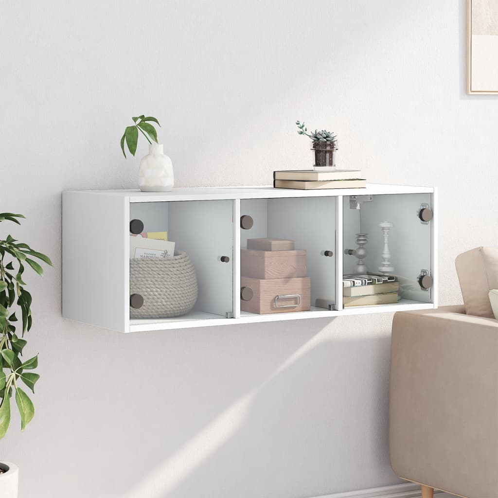 Wall Cabinet With Glass Doors 102X37X35 Cm