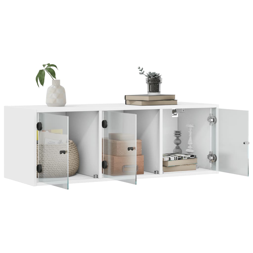 Wall Cabinet With Glass Doors 102X37X35 Cm