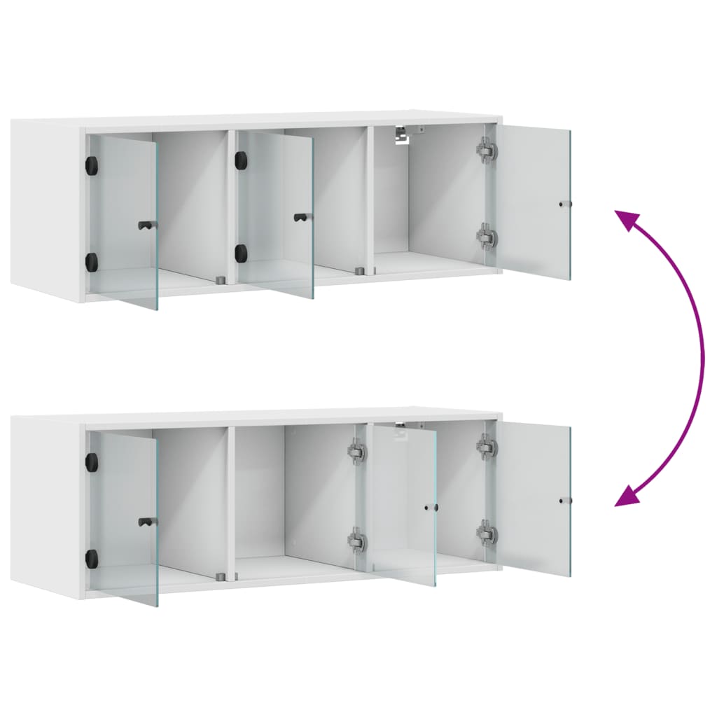 Wall Cabinet With Glass Doors 102X37X35 Cm