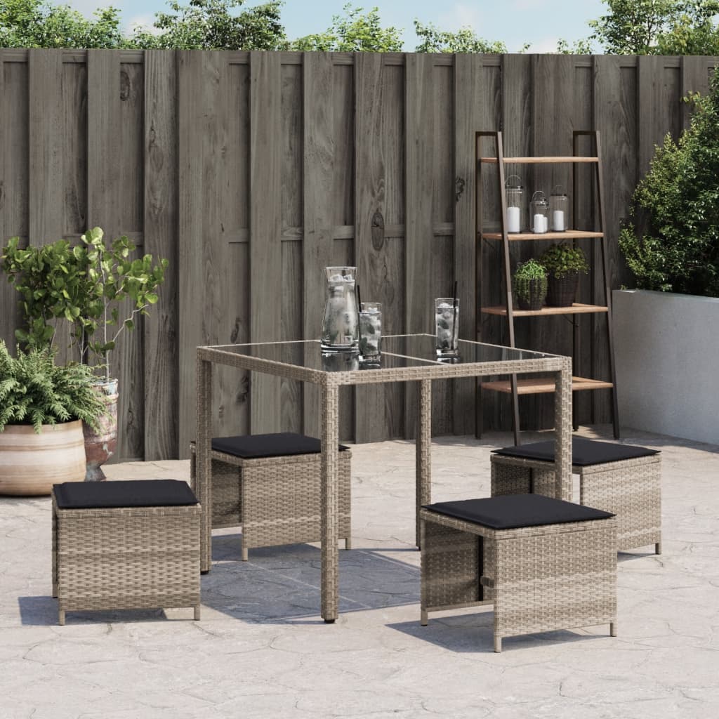 Garden Stools With Cushions 4 Pcs 41X41X36 Cm Poly Rattan