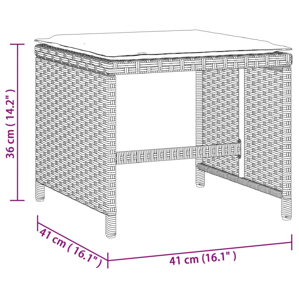 Garden Stools With Cushions 4 Pcs 41X41X36 Cm Poly Rattan