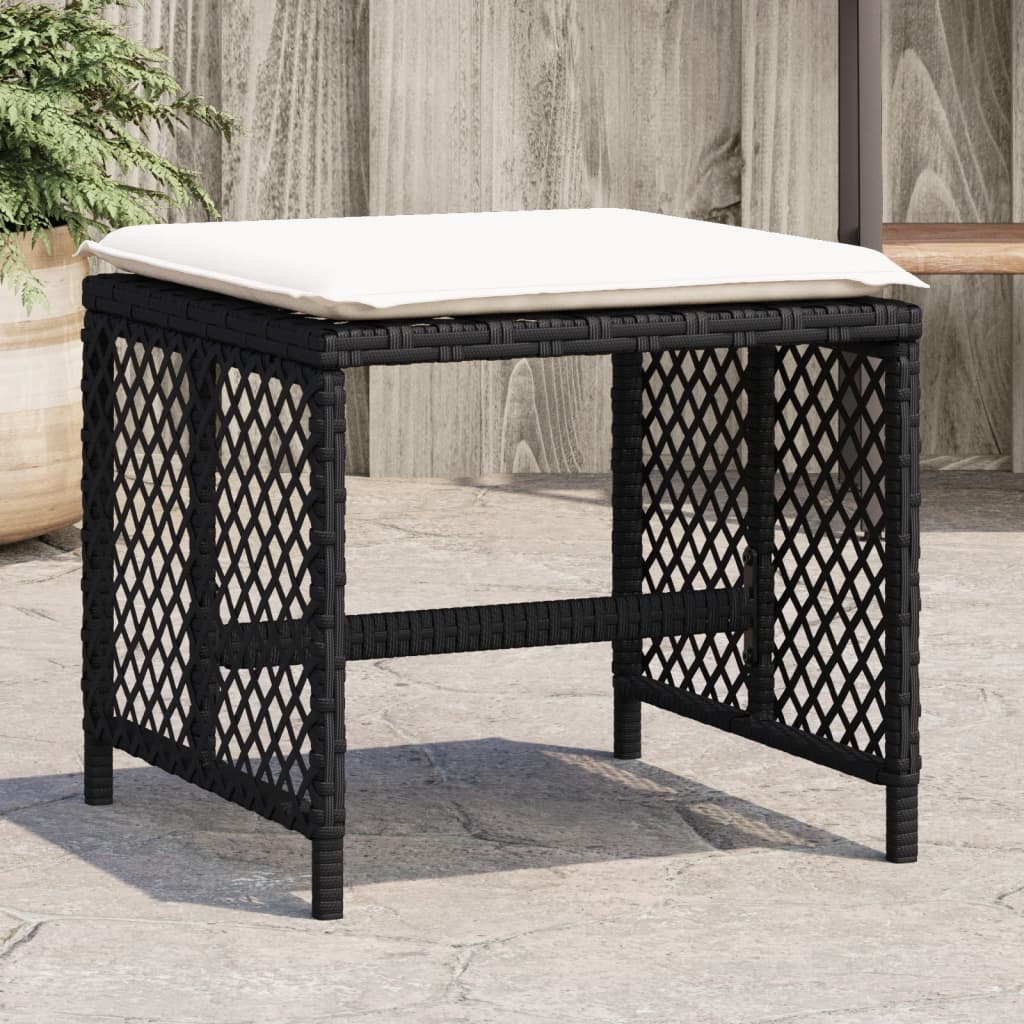 Garden Stools With Cushions 4 Pcs 41X41X36 Cm Poly Rattan