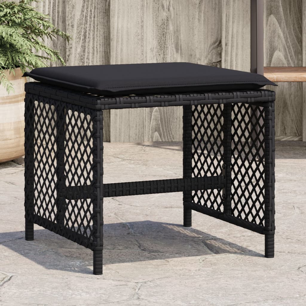 Garden Stools With Cushions 4 Pcs 41X41X36 Cm Poly Rattan
