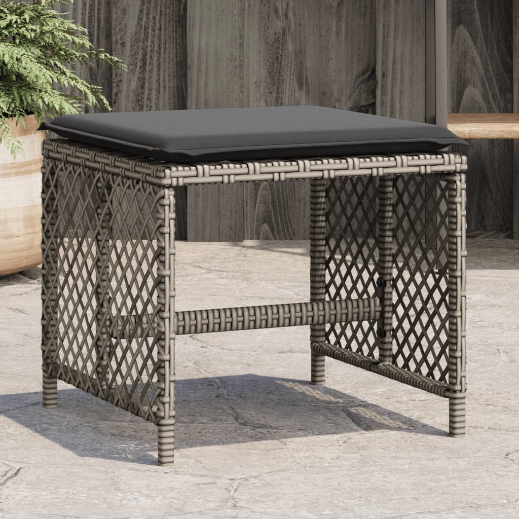 Garden Stools With Cushions 4 Pcs 41X41X36 Cm Poly Rattan