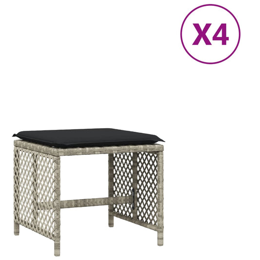 Garden Stools With Cushions 4 Pcs 41X41X36 Cm Poly Rattan