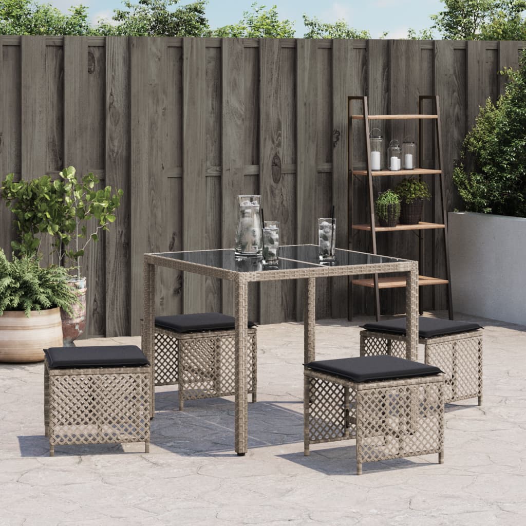 Garden Stools With Cushions 4 Pcs 41X41X36 Cm Poly Rattan