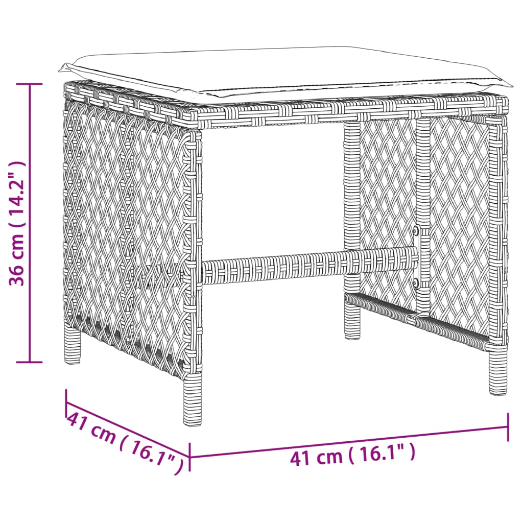 Garden Stools With Cushions 4 Pcs 41X41X36 Cm Poly Rattan
