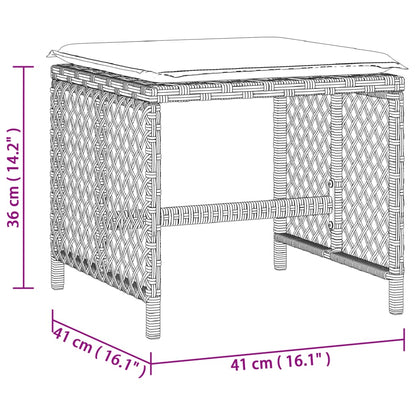 Garden Stools With Cushions 4 Pcs 41X41X36 Cm Poly Rattan