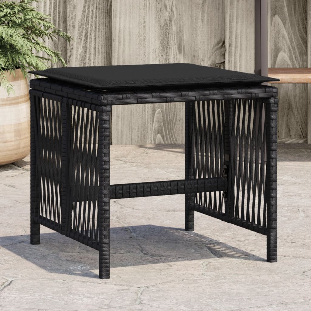 Garden Stools With Cushions 4 Pcs 41X41X36 Cm Poly Rattan