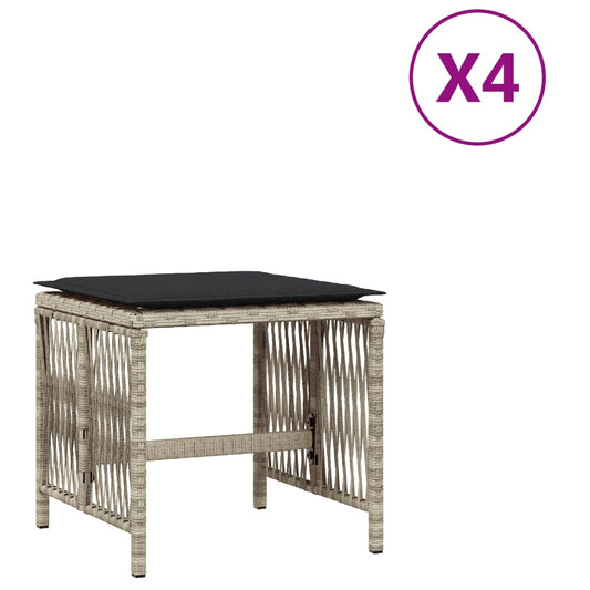 Garden Stools With Cushions 4 Pcs 41X41X36 Cm Poly Rattan