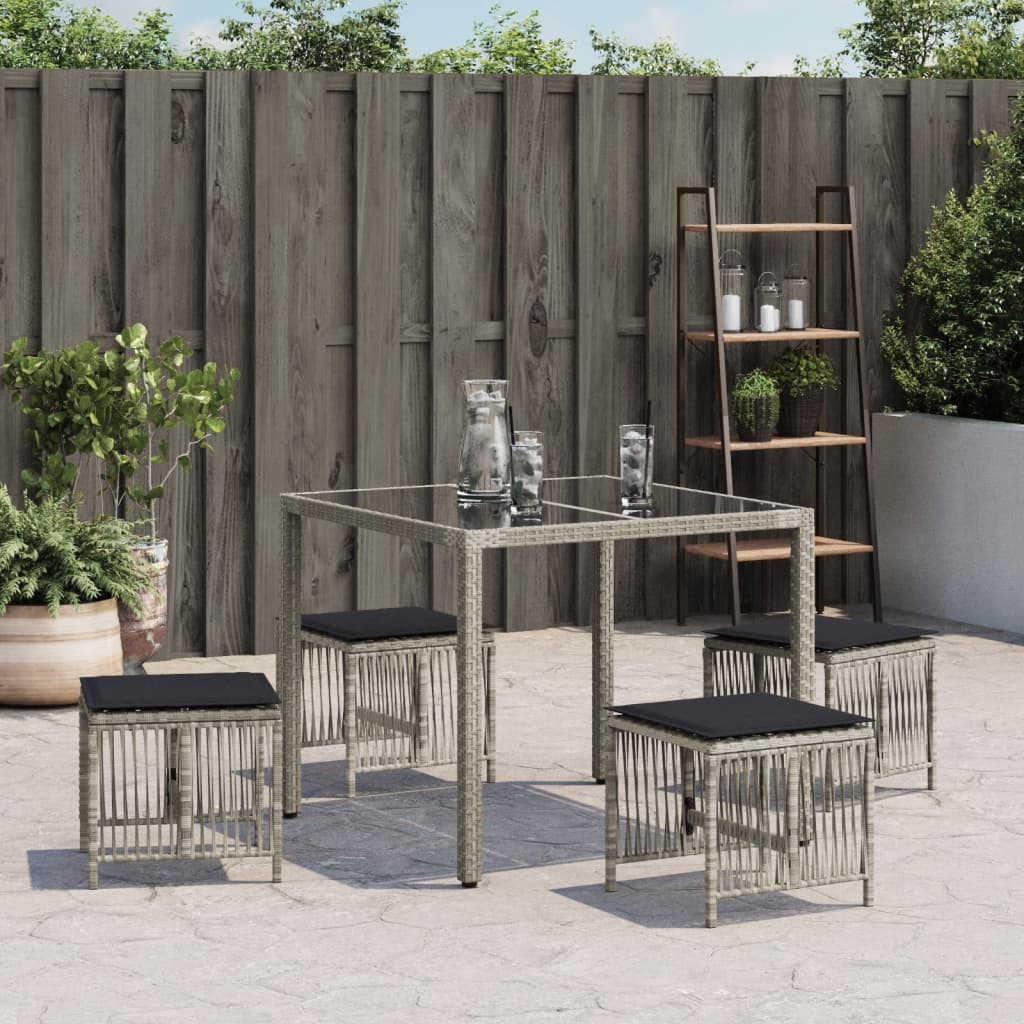 Garden Stools With Cushions 4 Pcs 41X41X36 Cm Poly Rattan