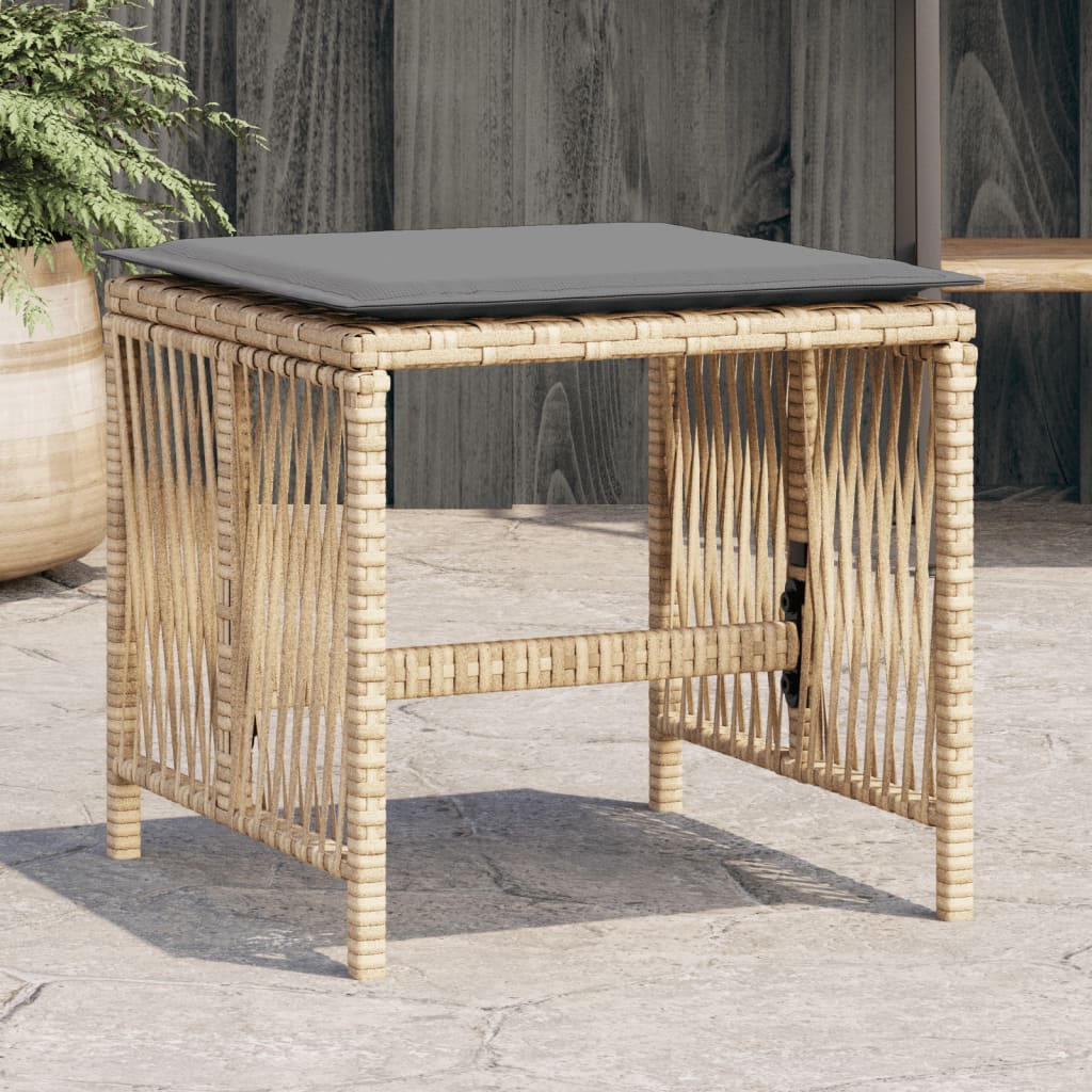 Garden Stools With Cushions 4 Pcs 41X41X36 Cm Poly Rattan
