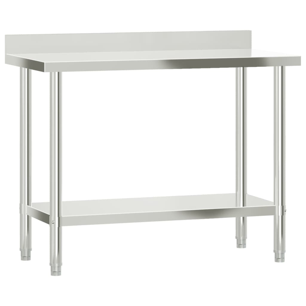 Kitchen Work Table With Overshelf 110X55X150 Cm Stainless Steel