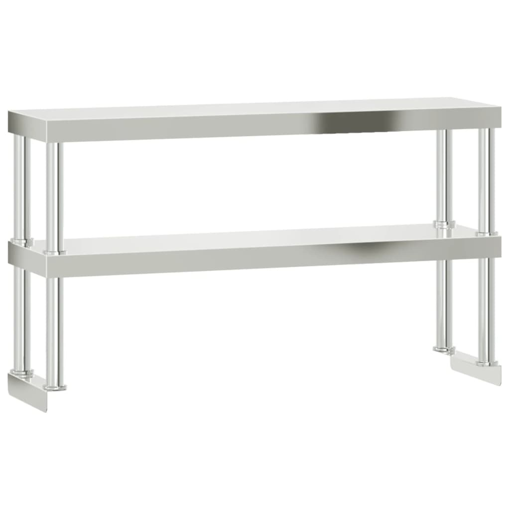 Kitchen Work Table With Overshelf 110X55X150 Cm Stainless Steel