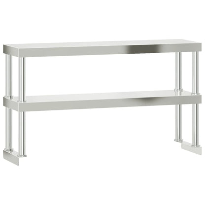 Kitchen Work Table With Overshelf 110X55X150 Cm Stainless Steel