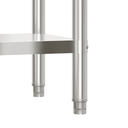 Kitchen Work Table With Overshelf 110X55X150 Cm Stainless Steel