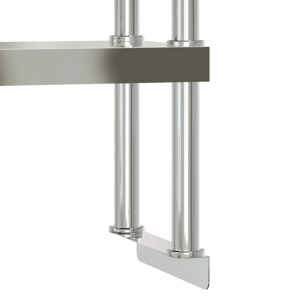 Kitchen Work Table With Overshelf 110X55X150 Cm Stainless Steel