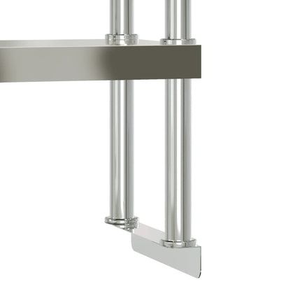 Kitchen Work Table With Overshelf 110X55X150 Cm Stainless Steel