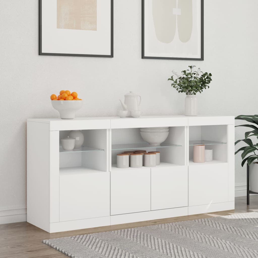 Sideboard With Led Lights 142.5X37X67 Cm