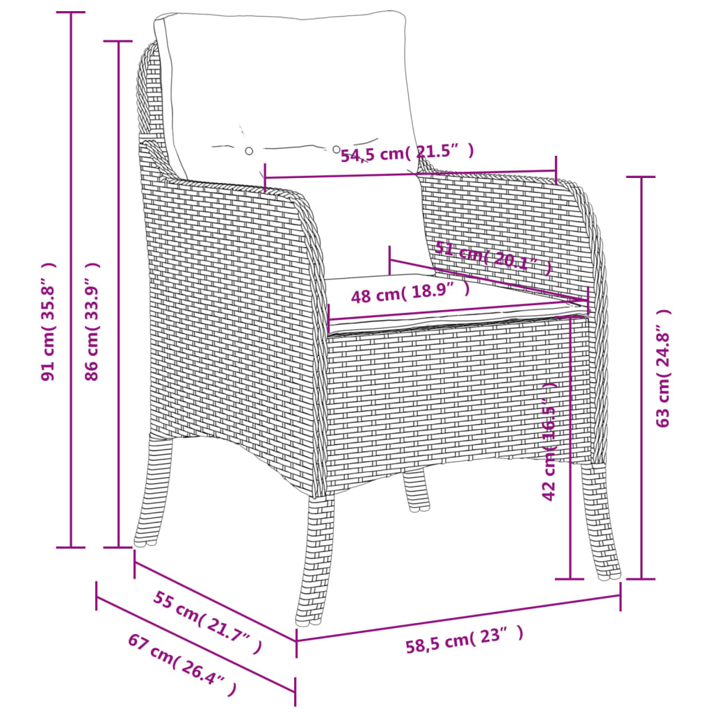Garden Chairs With Cushions 2 Pcs Poly Rattan