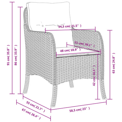 Garden Chairs With Cushions 2 Pcs Poly Rattan