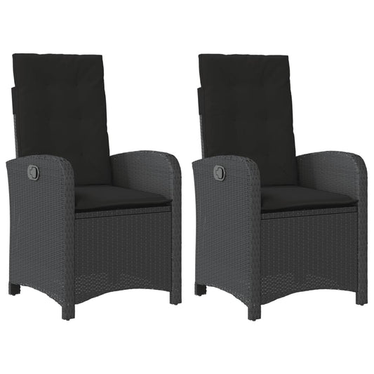 Reclining Garden Chairs 2 Pcs With Cushions Poly Rattan