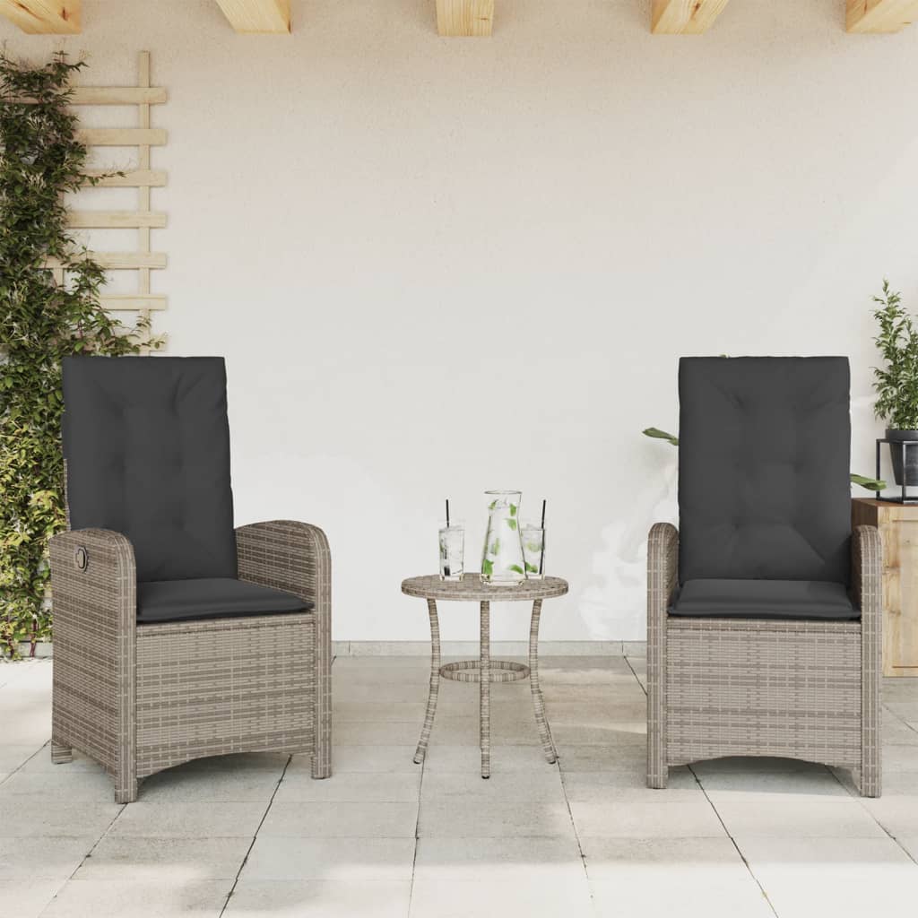 Reclining Garden Chairs 2 Pcs With Cushions Poly Rattan