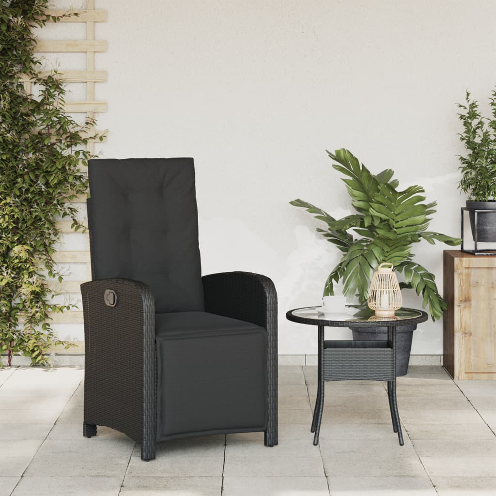 Reclining Garden Chair With Footrest Poly Rattan