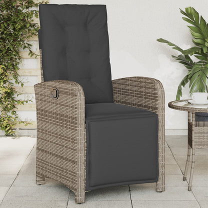 Reclining Garden Chair With Footrest Poly Rattan